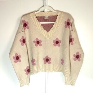 Altar'd State Flower Distressed Sweater